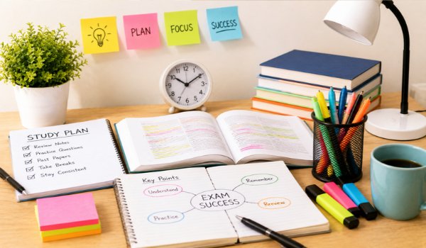 How to Study Effectively for Exams Student focused at a desk using effective study habits without phone distractions